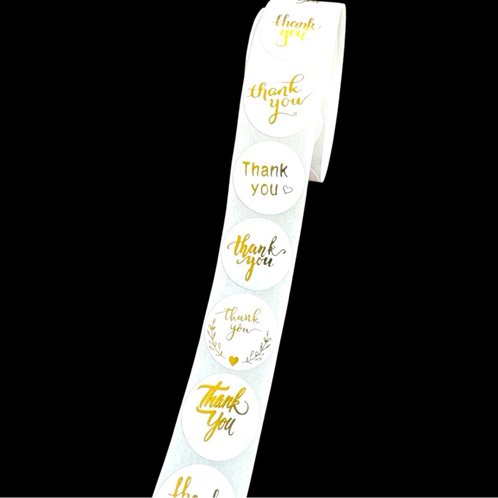 thank you stickers Gold (variety pack) 1in round | shipping supplies - Picture 8 of 9